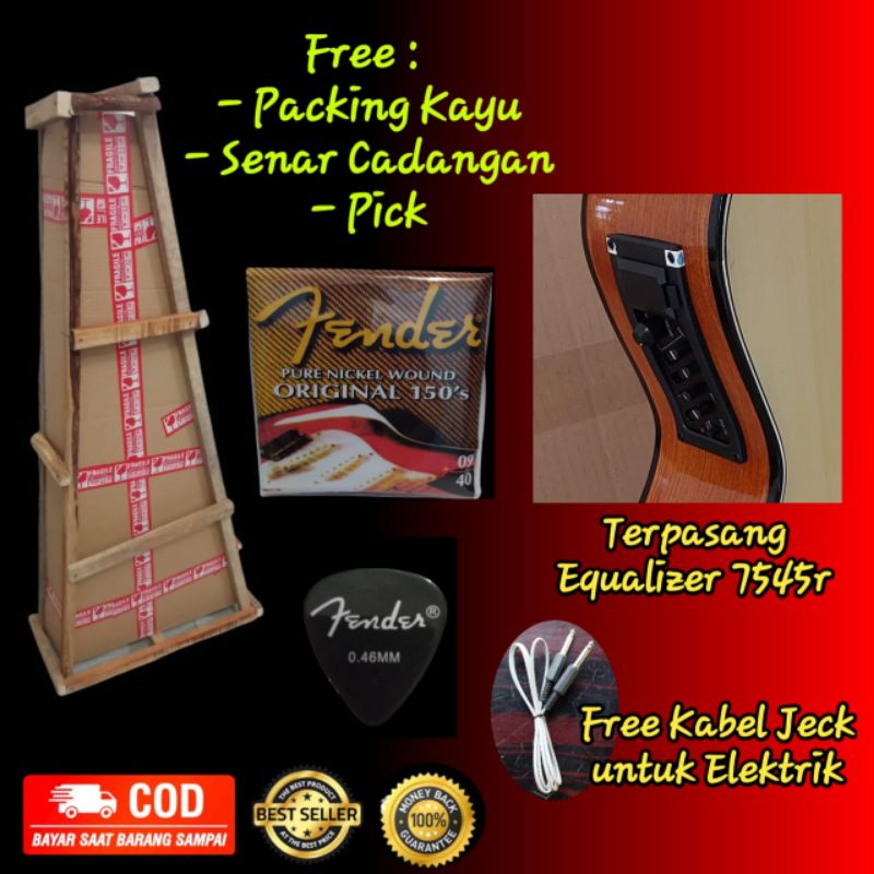 Gitar YMH Tanam Besi Aktif Free (Packing Kayu, Senar Cadangan, Pick)