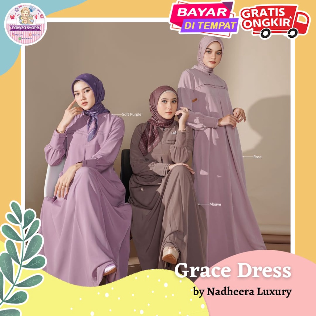 Grace Dress ORI by Nadheera Luxury Gamis Terbaru Channel Premium Busui Jumbo XXL Dress Kondangan Kor