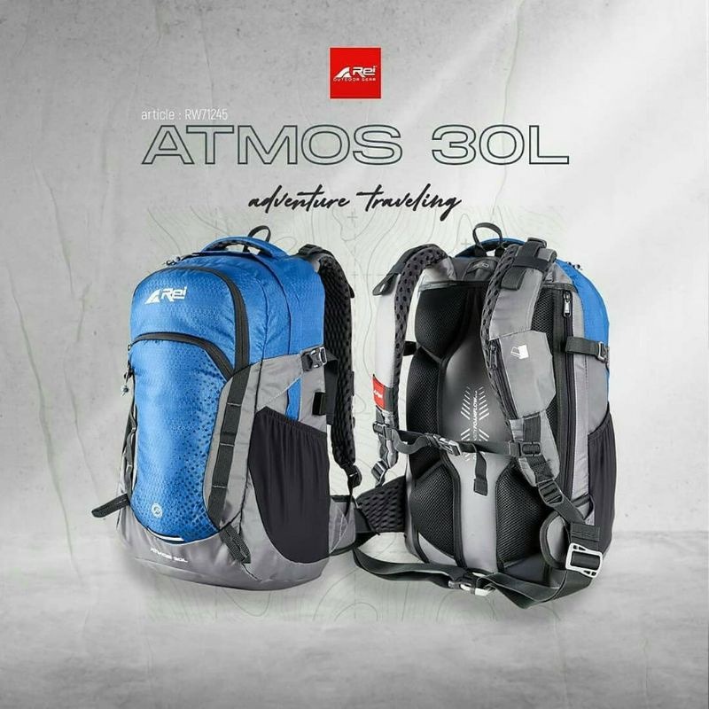 Tas Ransel Daypack Pria Rei Atmos 30L Arei Outdoorgear + Cover Bag
