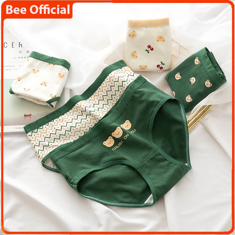BEE - Cd Imut Fashion Jepang Celana Dalam Wanita Katun Import Mid Waist CS07