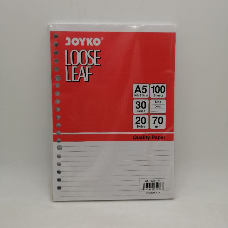 

Kertas Loose Leaf Lines Joyko - 100 A5