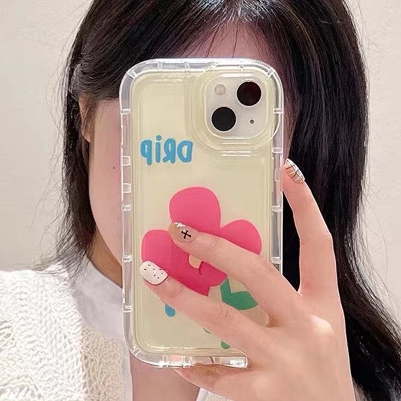 Soft Case Silikon TPU Transparan Motif Bunga Untuk IPhone 14 13 12 11 Pro X XR XS Max 6 6S 7 8 Plus