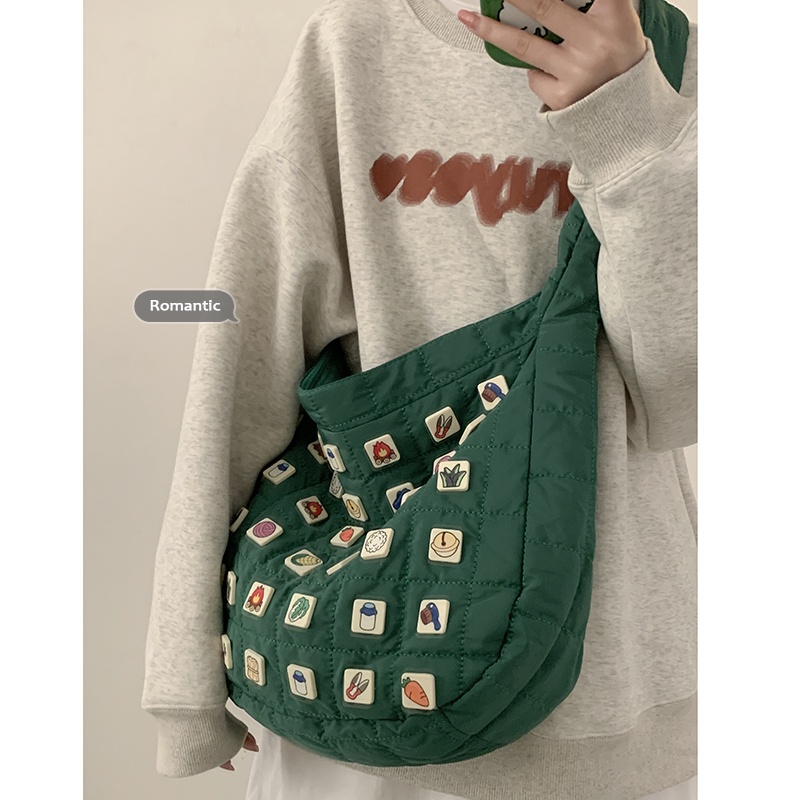 Suhao mengangkat domba tas berkapasitas besar wanita 2022 baru trendi fashion nilon kain pelana tas all-match in messenger bag