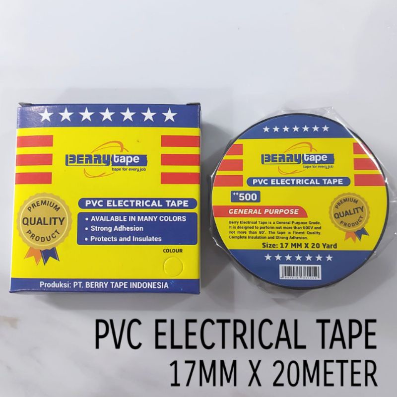 

Isolasi listrik Berry 18mm x 20yard / isolasi kabel / pvc tape