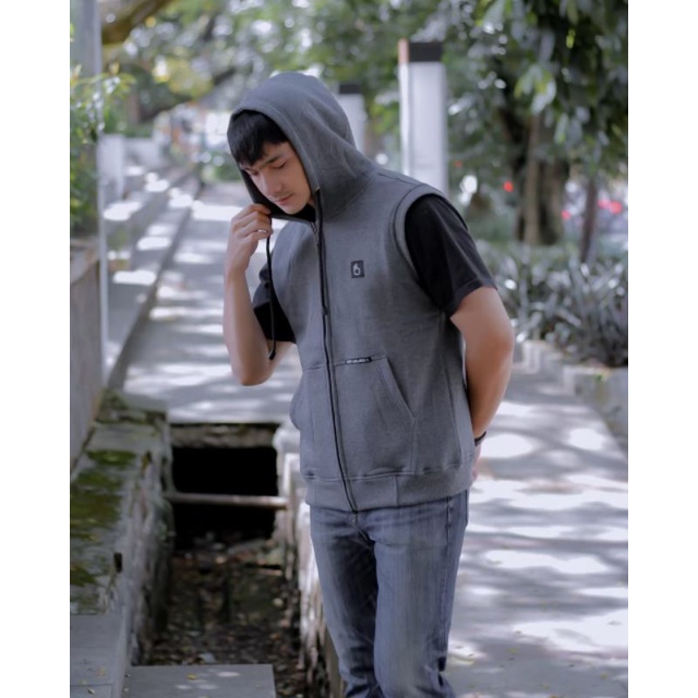 Jaket Rompi Hoodie Sweater Pria Distro Fleece Tebal - Jaket Sweater Rompi Zipper