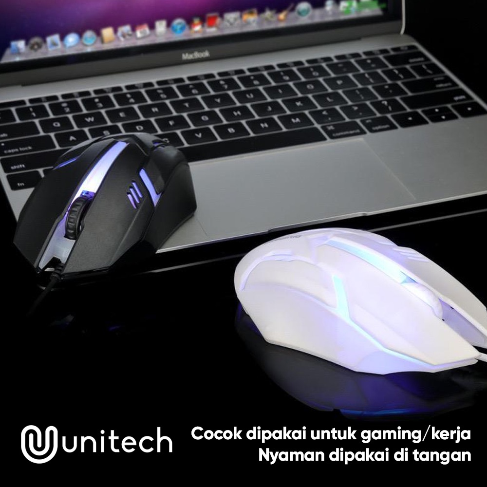 Mouse Gaming Kabel Unitech G1 LED Rainbow Color Backlight Untuk Komputer Laptop