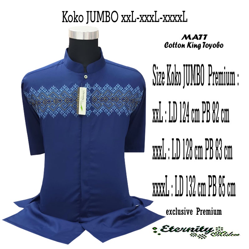 Koko Pria JUMBO XXL-XXXL-XXXXL Lengan Pendek Bordir Kombinasi Koko Eternity Koko Baju COD