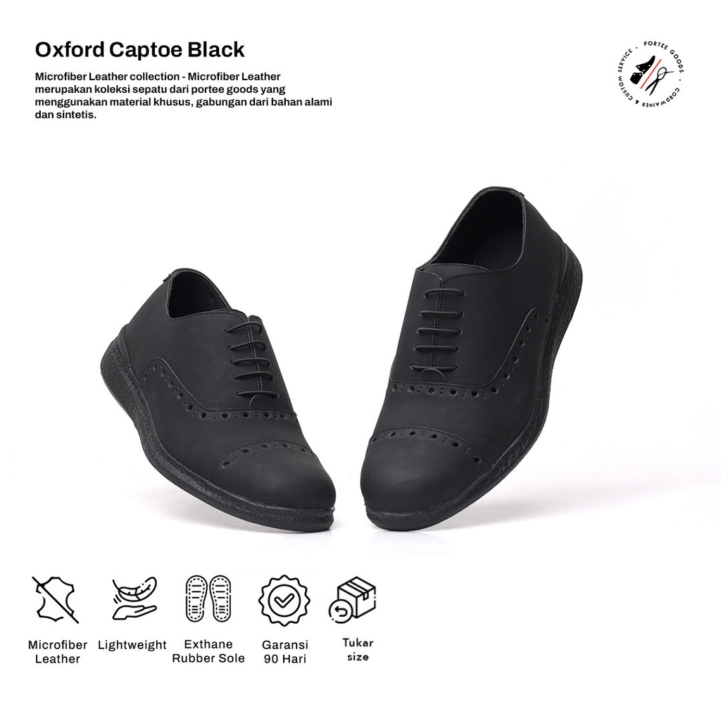 Portee Goods Sepatu Sneakers Pria Oxford Captoe Life Hitam