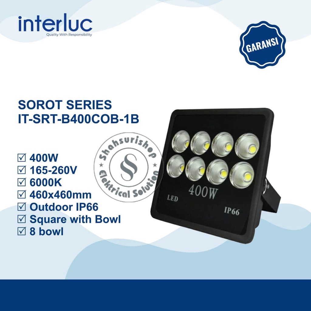 INTERLUC LAMPU SOROT 400 WATT IT-SRT-B400COB-1B 6000K OUTDOOR IP66 SNI - PUTIH