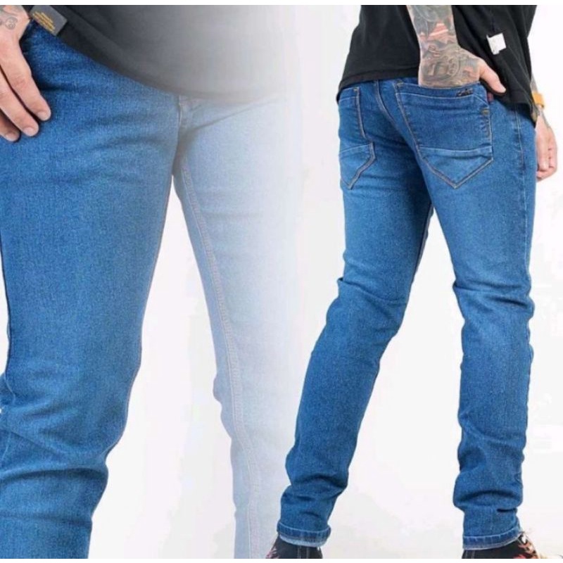 CELANA JEANS PRIA  RIPPED DENIM SOFT MELAR  NGARET