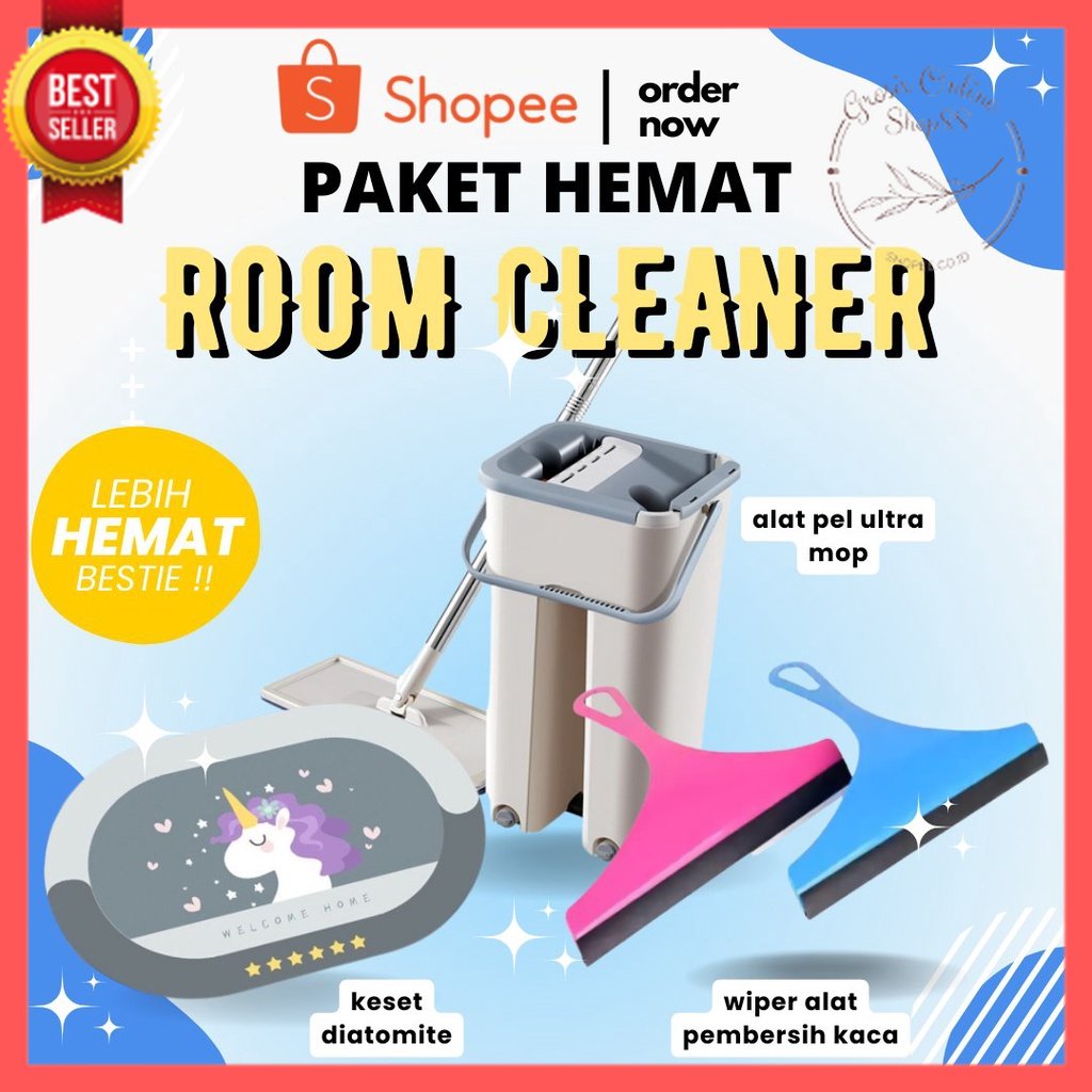 GOS - PAKET HEMAT ROOM CLEANER/ Alat Pel Keset Diatomite FREE Alat pembersih kaca