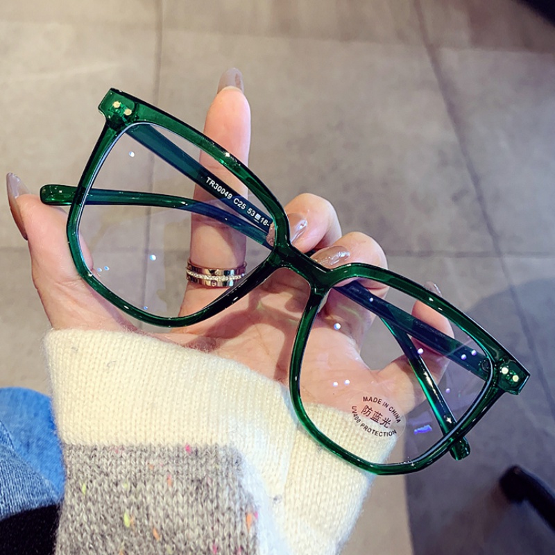 Papaozhu Keren Hitam Bingkai Persegi Lensa Bening Kacamata Untuk Wanita Pria Unisex Kacamata Fashion Jalan Snap Eyewear Gaya Korea OOTD Hiasan