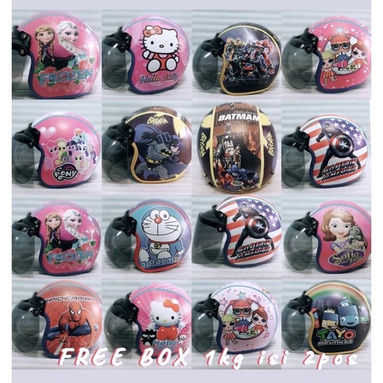 HELM BOGO ANAK FULL GAMBAR 3-7th SUDAH DAPAT KACA CEMBUNG