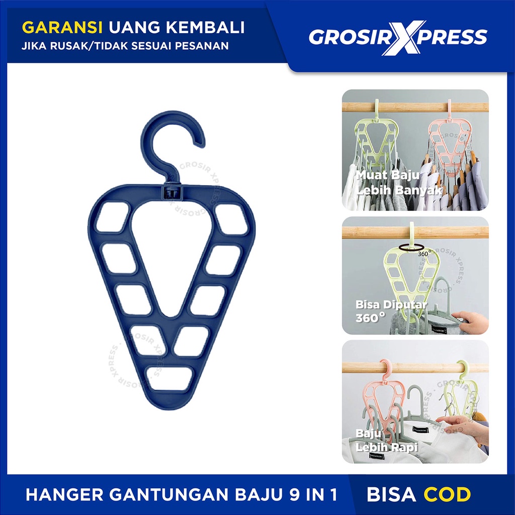 Gantungan Baju 9 IN 1 Stand Hanger gantung 9 lubang cantolan tempat pakaian di lemari jemuran rapi hemat tempat magic hanger