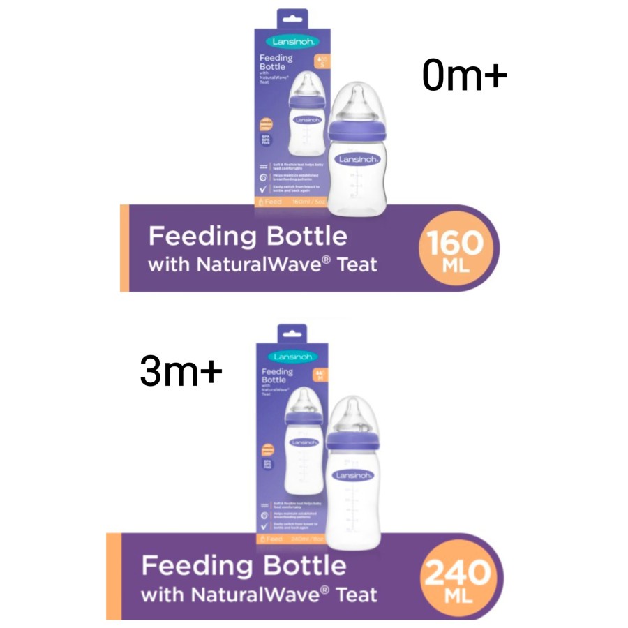 Lansinoh Feeding Bottle With Natural Wave Teat | Botol Susu