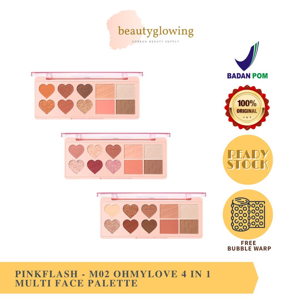 PINKFLASH M02 OhMyLove 4 in 1 Multiple Face Palette (Eyeshadow Blush Highlighter Contour)