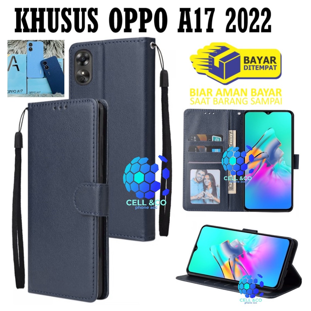 Flip cover NEW OPPO A17 2022 Flip case buka tutup kesing hp casing hp flip case leather wallet