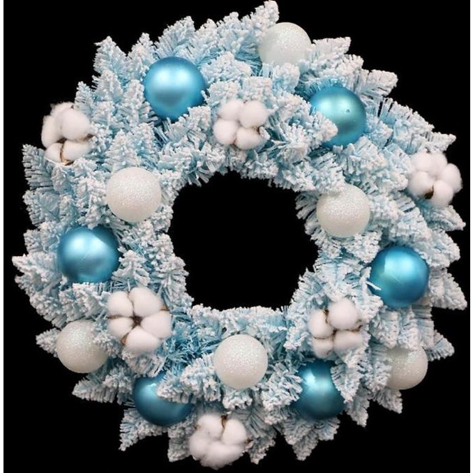 Hiasan Krans Natal / Biru Salju 40cm Dekorasi Hiasan Gantungan Natal