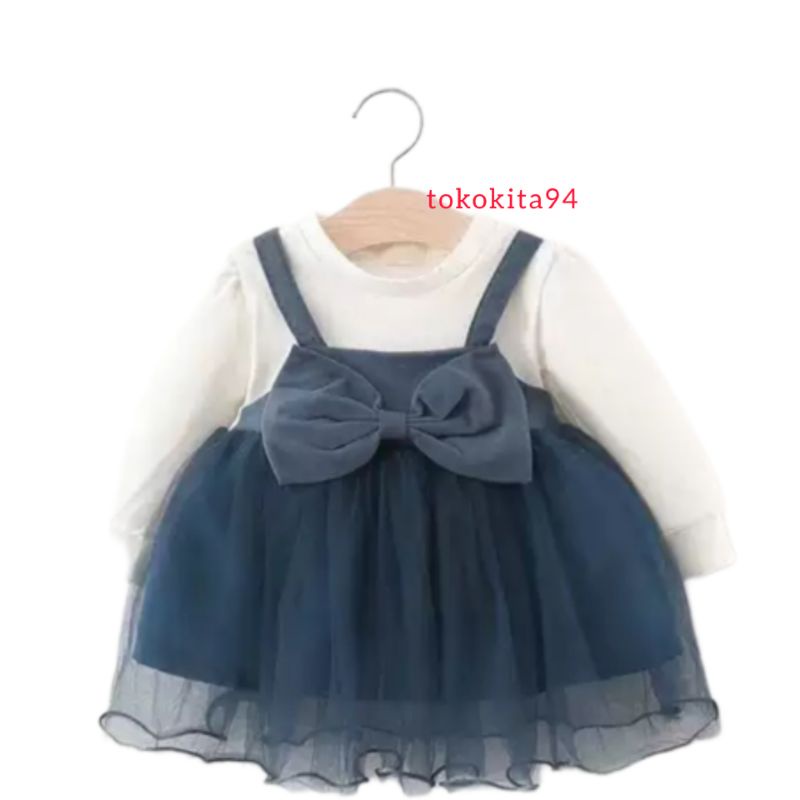 Dress Anak Import Satuan Motif  Pita Lucu - Gaun Baby Korea Cewek 1Pcs - Rok Anak Cewek Import Satu Pcs Lucu