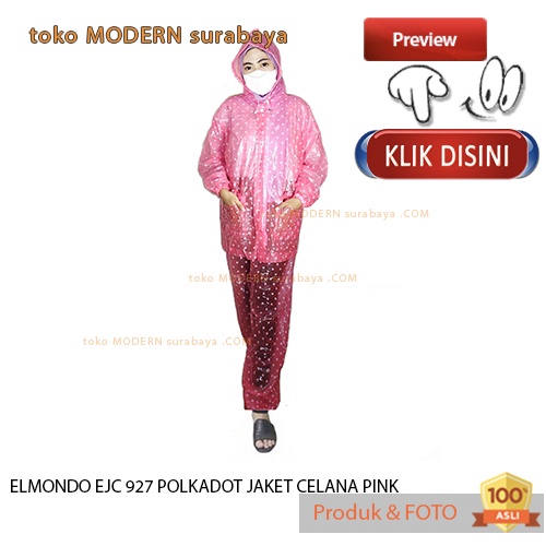 Jas Hujan dewasa jaket celana polkadot PVC murah ELMONDO EJC 927