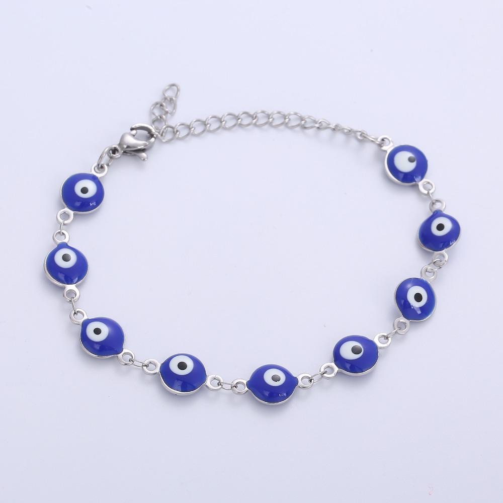 Needway   Evil Eye Gelang Pasangan Retro Persahabatan Manik Gaya Turki Korea Tangan Rantai