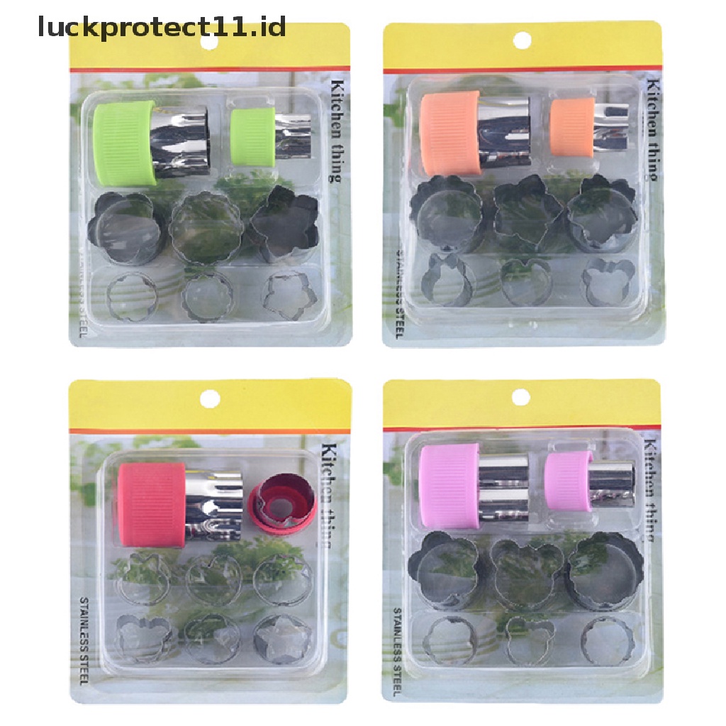 8pcs / set Alat Pemotong Sayuran / Buah Portable Bahan Stainless Steel Gagang Plastik Untuk Dapur