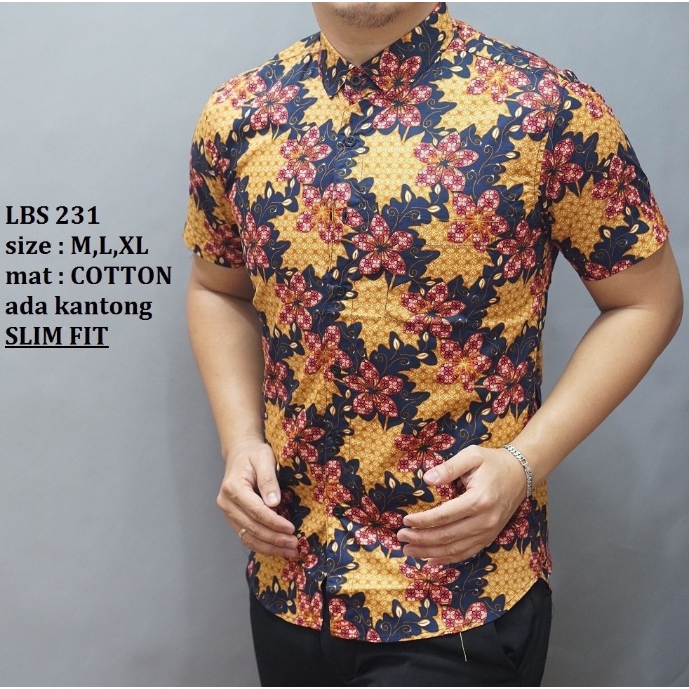 Baju Batik Pria Slimfit Kemeja Lengan Pendek Slim Fit LBS 231