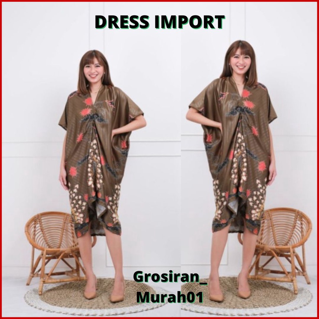 PAKAIAN IMLEK LEBARAN REMAJA MODERN DRESS BATIK NATAL WANITA NEW TREND FASHION WARNA HIJAU TUA TENGA