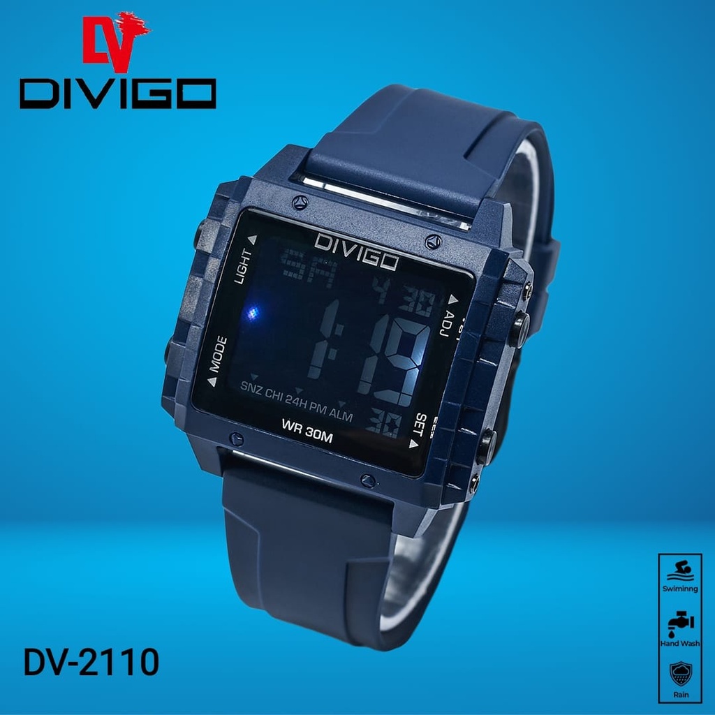 [DGS] Jam tangan digital Wanita/pria DIVIGO Digital Original DV-2110 Water Resistant 3ATM