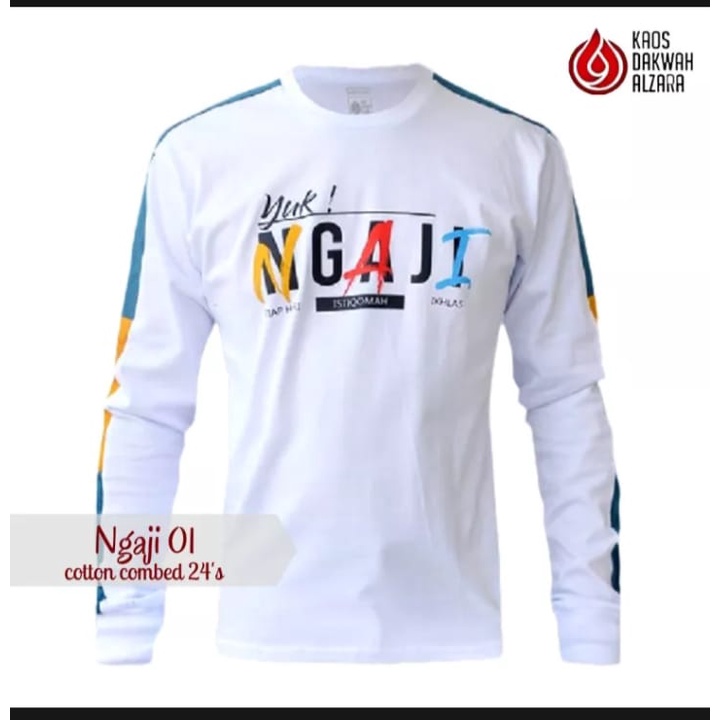 Kaos Dakwah Islami Pria Alzara Kaos Distro Muslim Bandung Katun Kombed 24s Lengan Panjang,  Kaos Isl