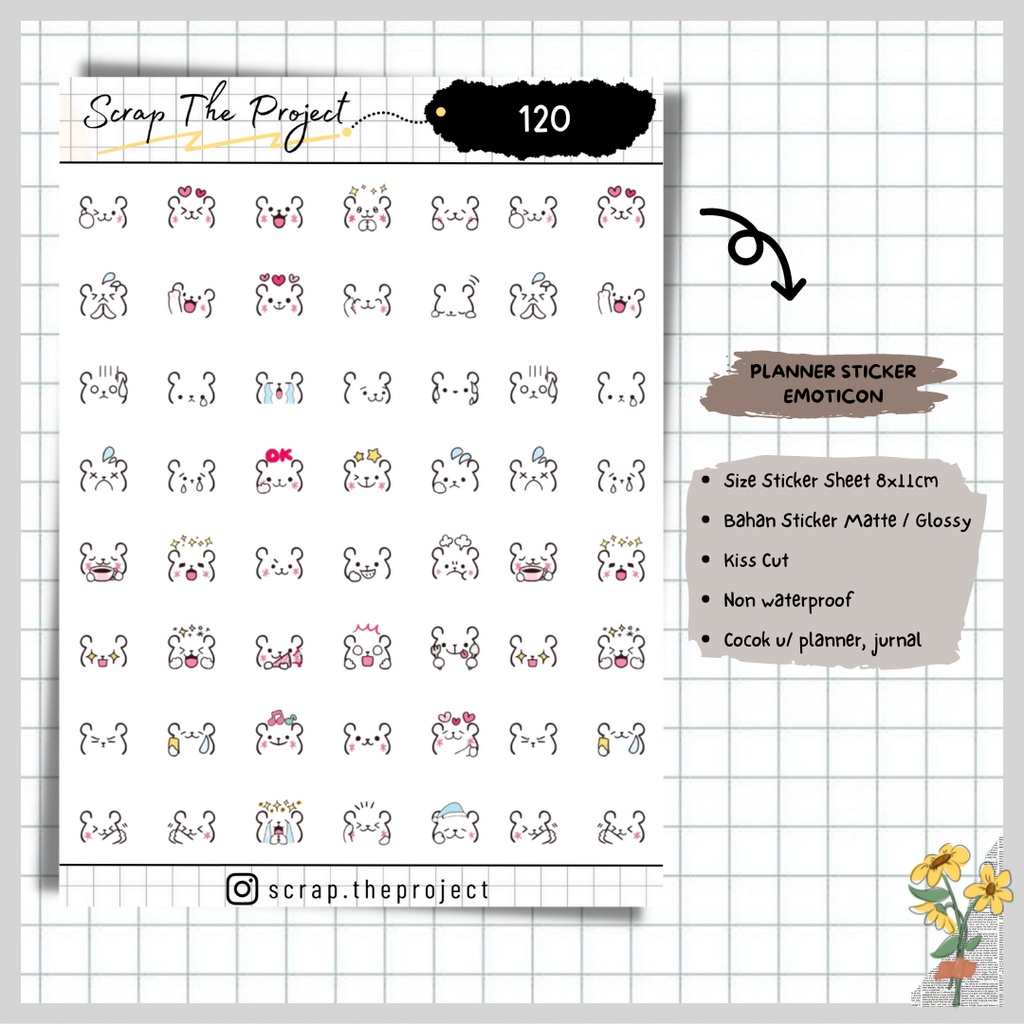 

STICKER PLANNER JOURNAL / CUTE EMOTICON STICKER / STP - 120
