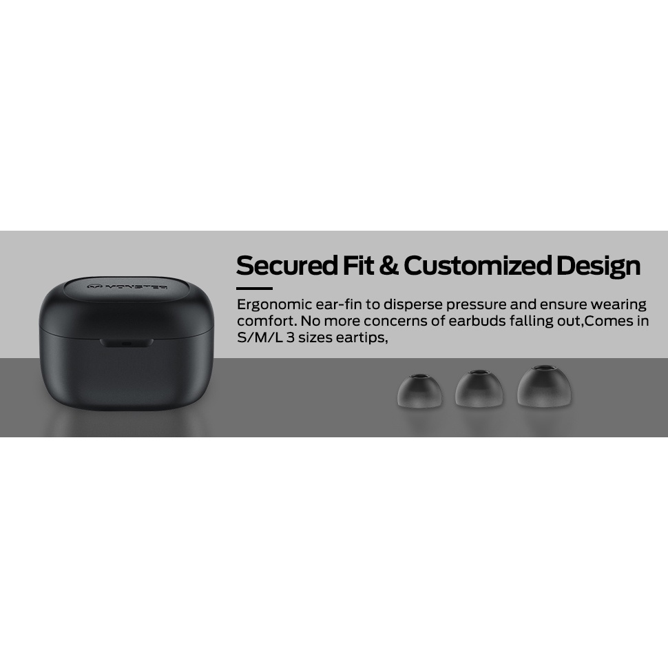 MONSTER N-Lite 200 AirLinks Earphone TWS Bluetooth 5.0 with Charging Base - Black