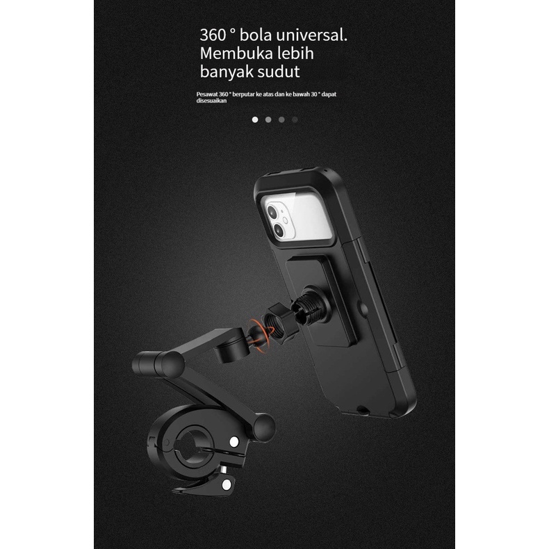 (Stok tersedia, dikirim dari Jakarta) Dudukan ponsel mobil listrik, baterai sepeda, sepeda motor, penutup tahan air, braket navigasi tetap