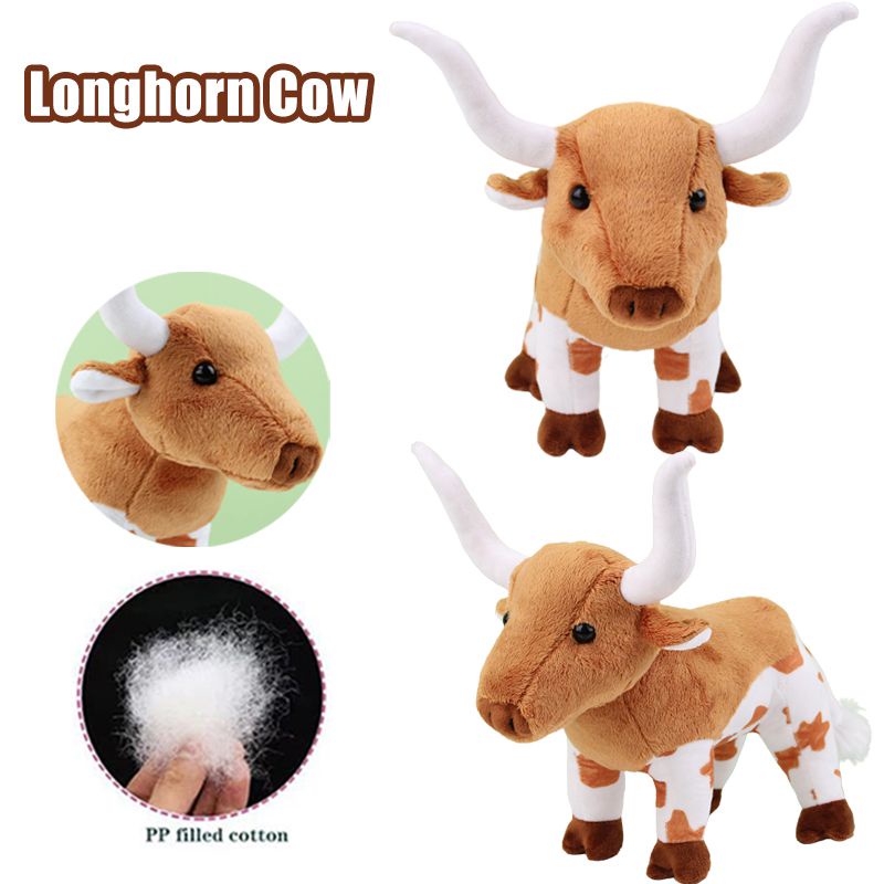 Lucu 7.8in Longhorn Cow Anak Mainan Mewah Boneka Lembut Peluk Boneka Anak Hadiah Natal