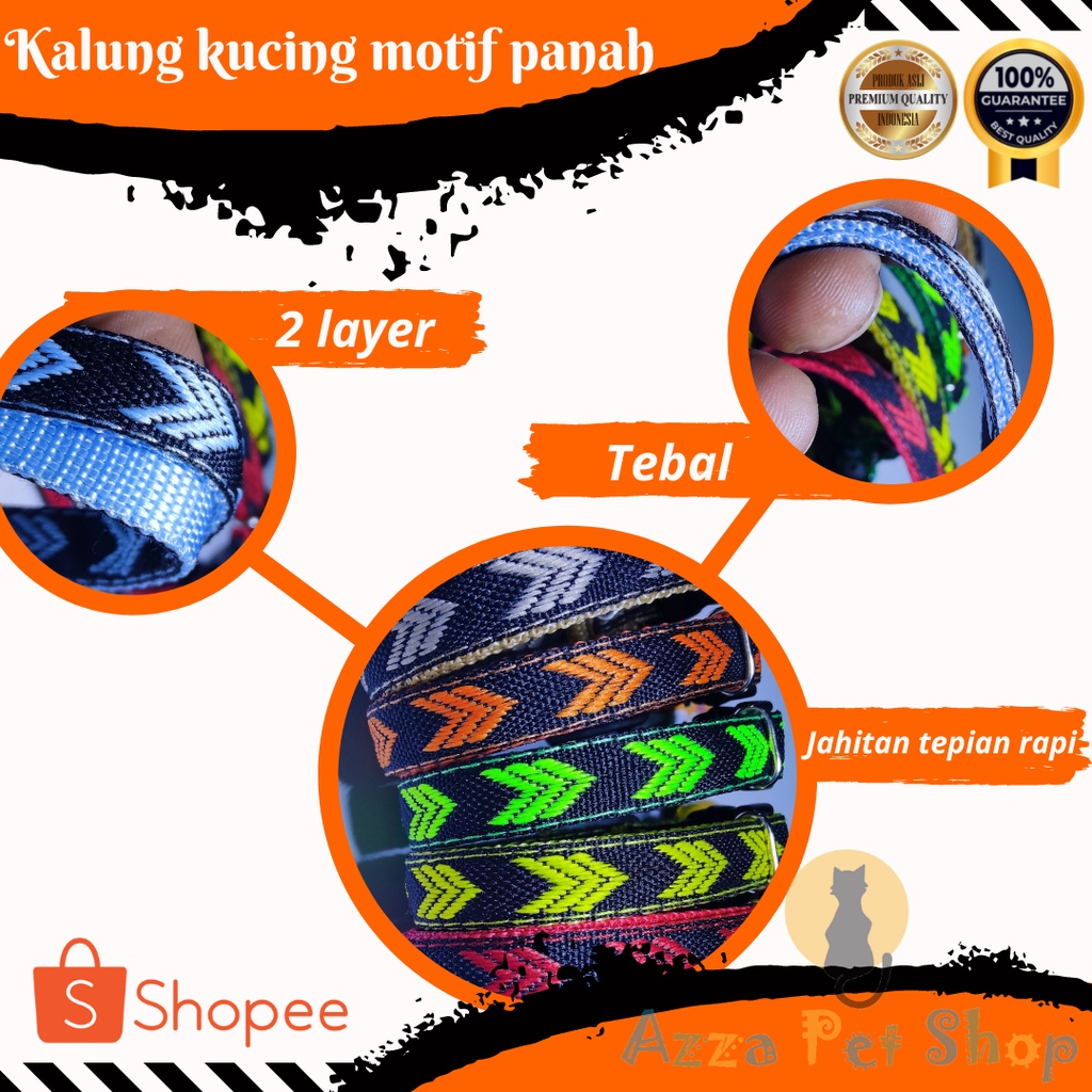 kalung kucing premium motif panah lonceng karakter untuk kucing dewasa