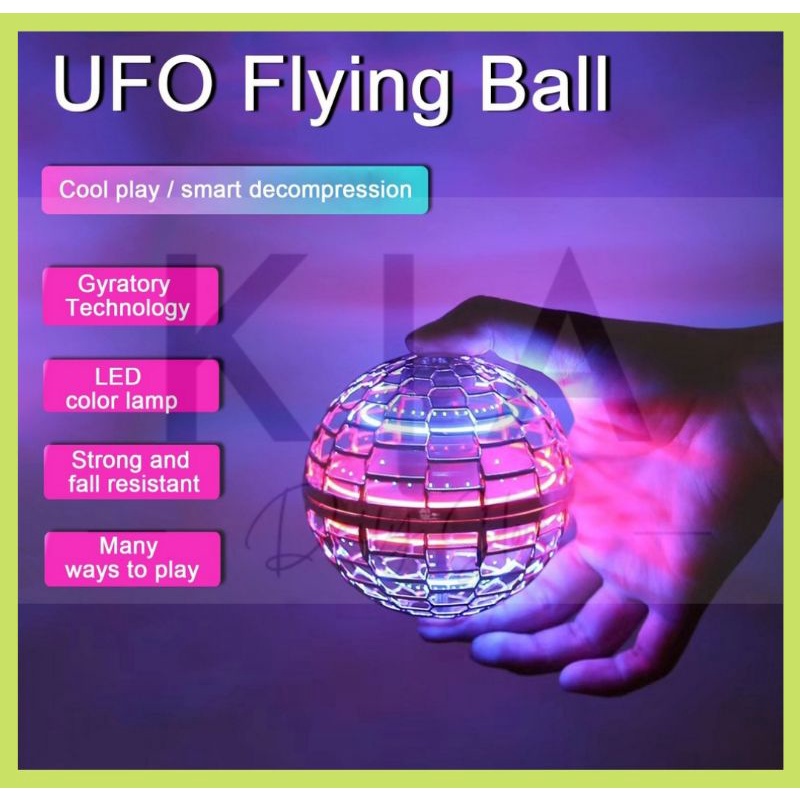 Mainan Anak Bola UFO Terbang Ajaib LED RGB Flynova Magic Flying Spinner Ball