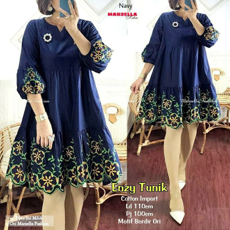 ENZY TUNIK / TUNIK WANITA / TUNIK BORDIR / ATASAN WANITA