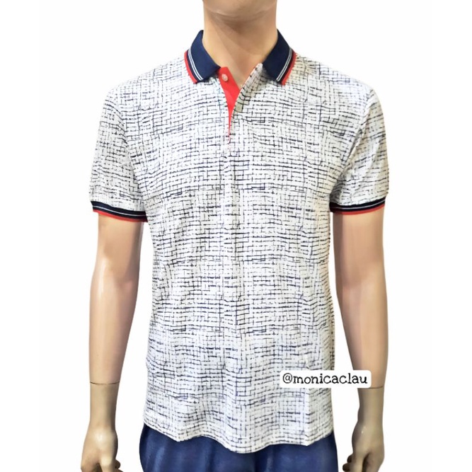 Kaos Polo Pria Poshboy Original Altona Poloshirt Katun putih motif kotak