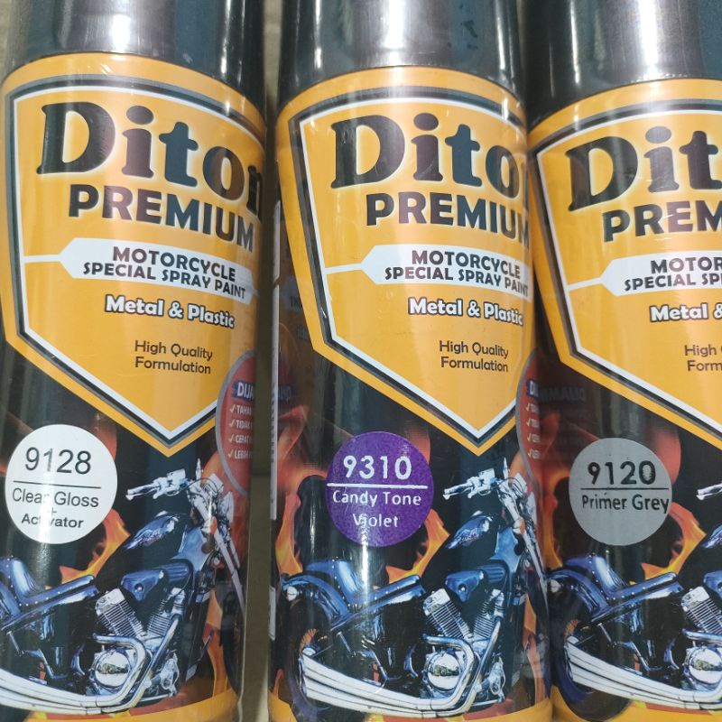 Pilok Cat Diton Premium Paket Lengkap 3 Pcs Candy Violet Candi Tone Ungu 9310 Primer Grey Epoxy 9120 Clear Gloss 9128 400cc Pilok Paketan Cat Semprot Special Spray Paint