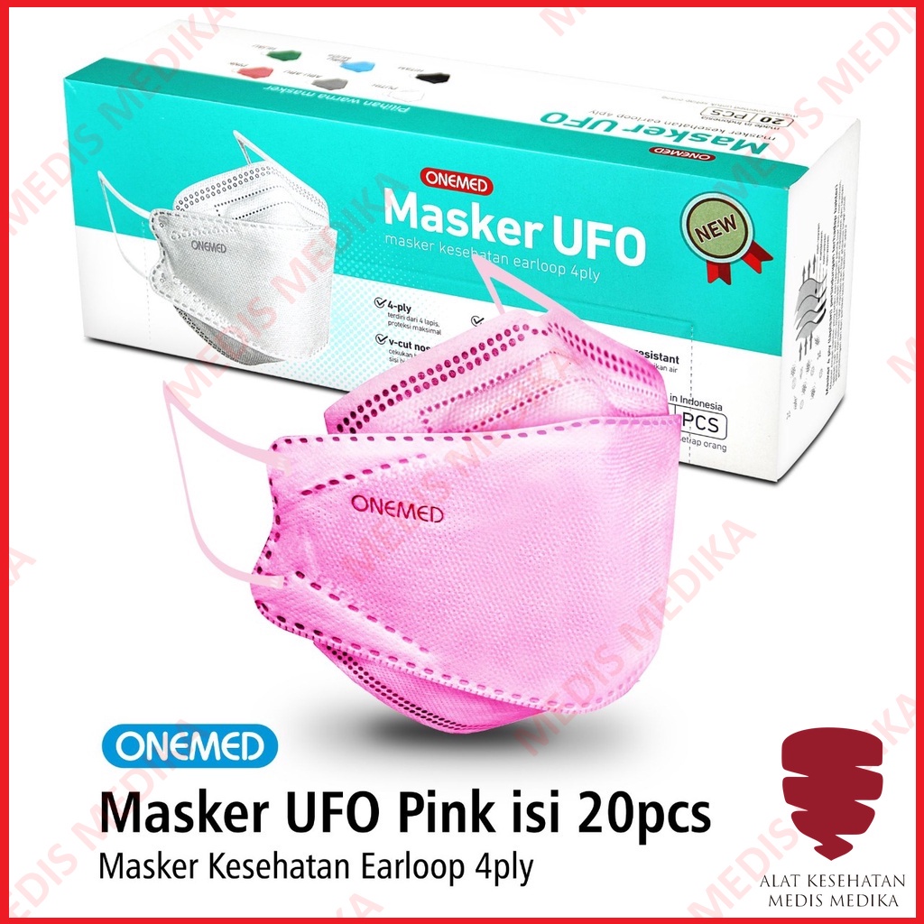 Masker UFO 4PLY OneMed Isi 20 Medis Earloop Debu Karet Telinga Face Mask Disposable Kesehatan 4 PLY