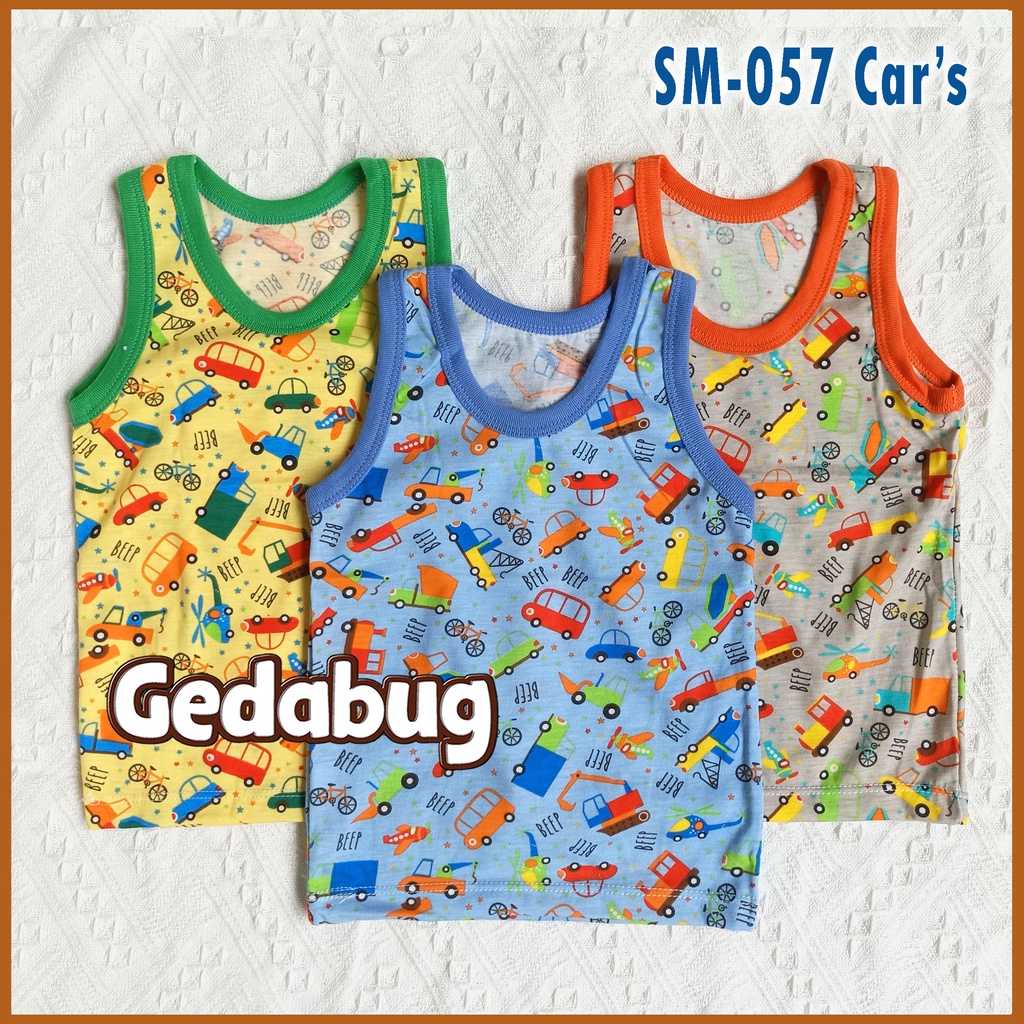 3 Pcs - Singlet Agree Kids SM-057 Car's | Singlet Anak motif lucu dan Berkualitas | Gedabug