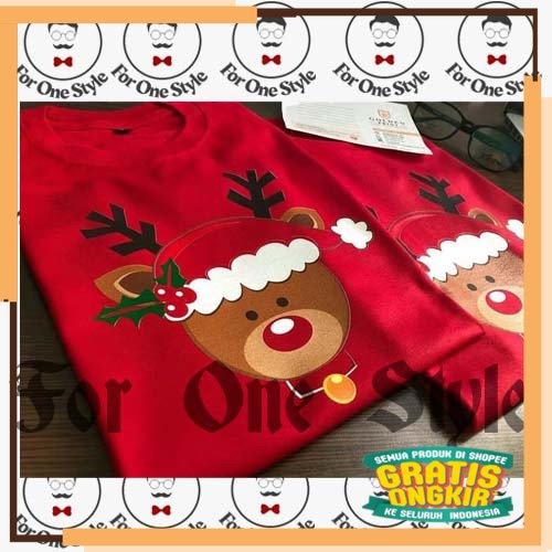 KADO NATAL 2022 KAOS NATAL COUPLE KELUARGA DEER CUTE - kaos natal family couple - Kaos natal murah -