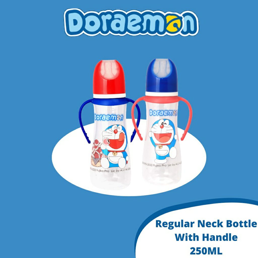 Doraemon Botol Susu Bayi Regular Round Bottle With Handle (DOR - DB242 / DOR - DB282) 125ml - 250ml Bunny