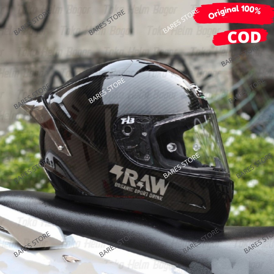 Helm Full Face RSV Ff500 Motif Carbon Paket Ganteng Visor Clear Spoiler GPR Sticker RAW
