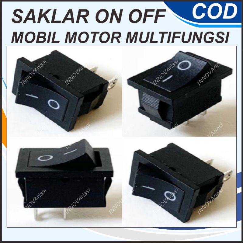 SAKLAR SWITCH ON OFF HITAM 2 PIN TANAM MINI KOTAK MOBIL MOTOR ALAT ELEKTRONIK LAMPU TEMBAK LAMPU KAB