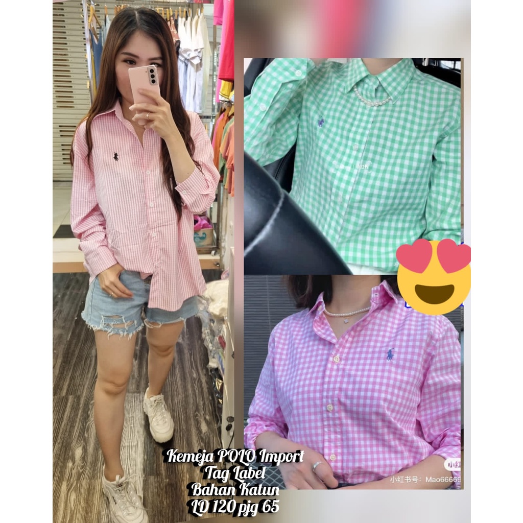 [Branded] Kemeja Katun Premium Wanita Jumbo Lengan Panjang LD 120
