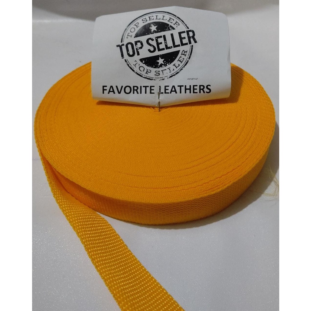 Nylon Webbing KK25 UKURAN 2,5CM /25MM / UKURAN 24METER / HARGA PER ROLL WARNA KUNING TUA