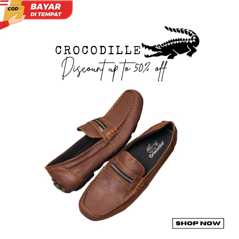 Sepatu pria slip On crocodile Kulit Sapi Asli formal semi formal PREMIUM quality
