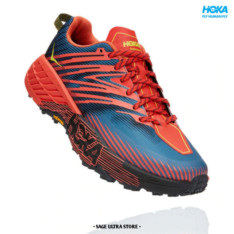 Sepatu Lari Trail Running Hoka One One Speedgoat 4 Wide 2E Men Pria Original - Fiesta Blue