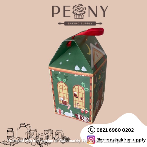KOTAK PACKAGING KUE NATAL CHRISTMAS HOUSE 11X11X14CM